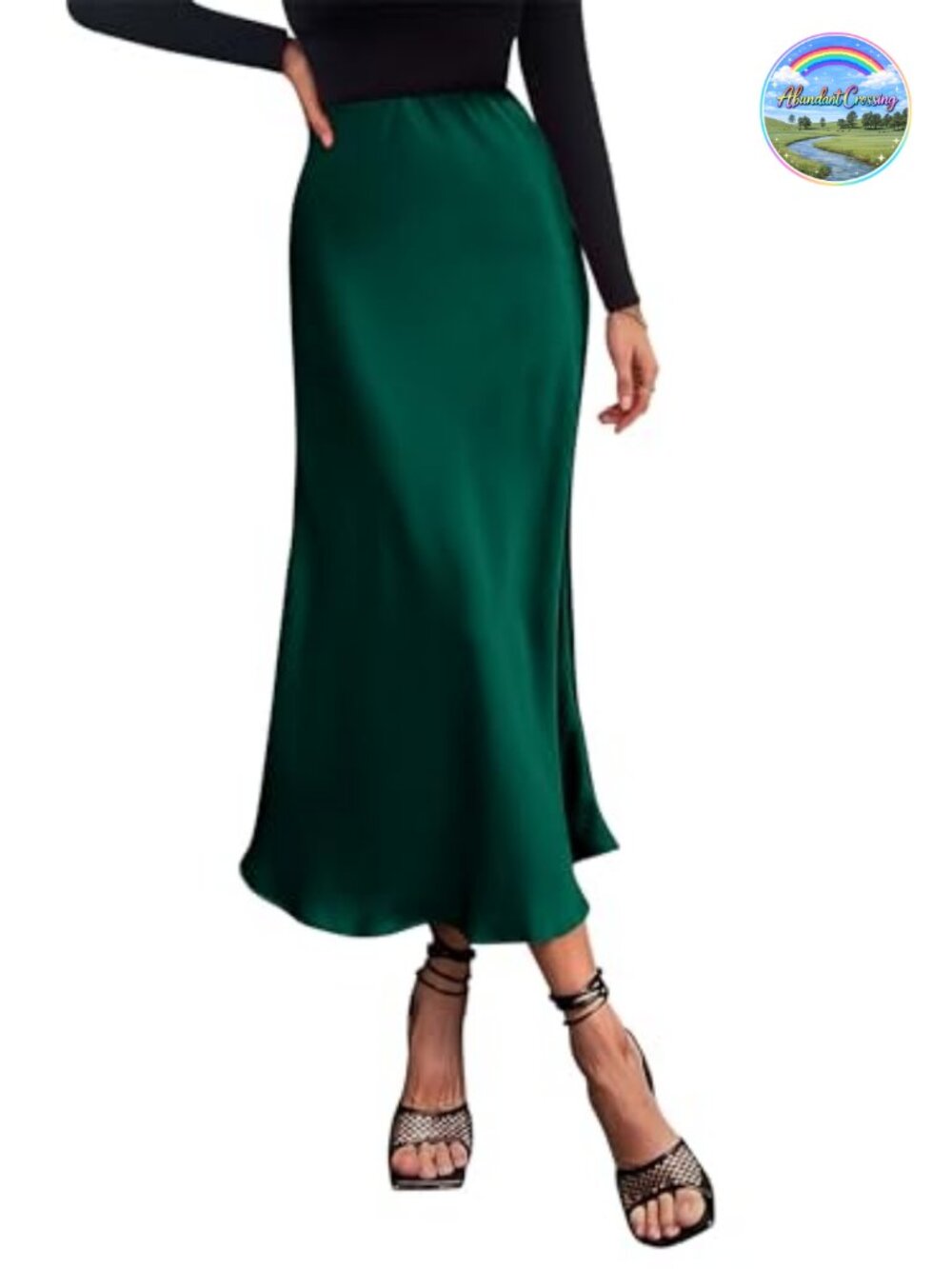 PRETTYGARDEN Satin Midi Skirt High Waisted A-Line Flowy Dressy Casual